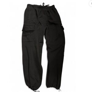 Black Cargo Jogger Thick Sweat Pants Size L